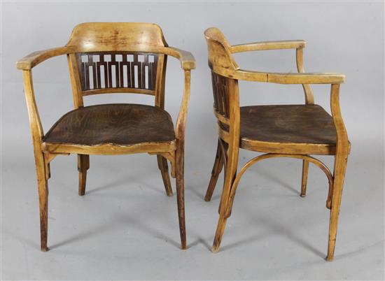 A pair of J & J Kohn bentwood piano back chairs designed by Otto Wagner, H.2ft 8in.